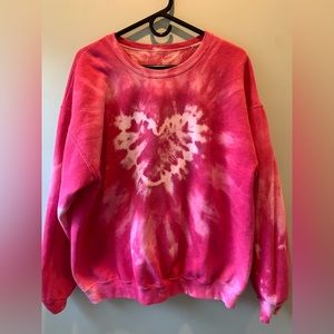 Urban outfitters pink tie dye heart crew neck